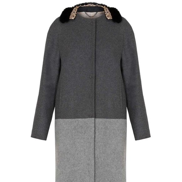 Max & Co. Women 42 Contrast Coat with Jewel Collar - Picture 14 of 15